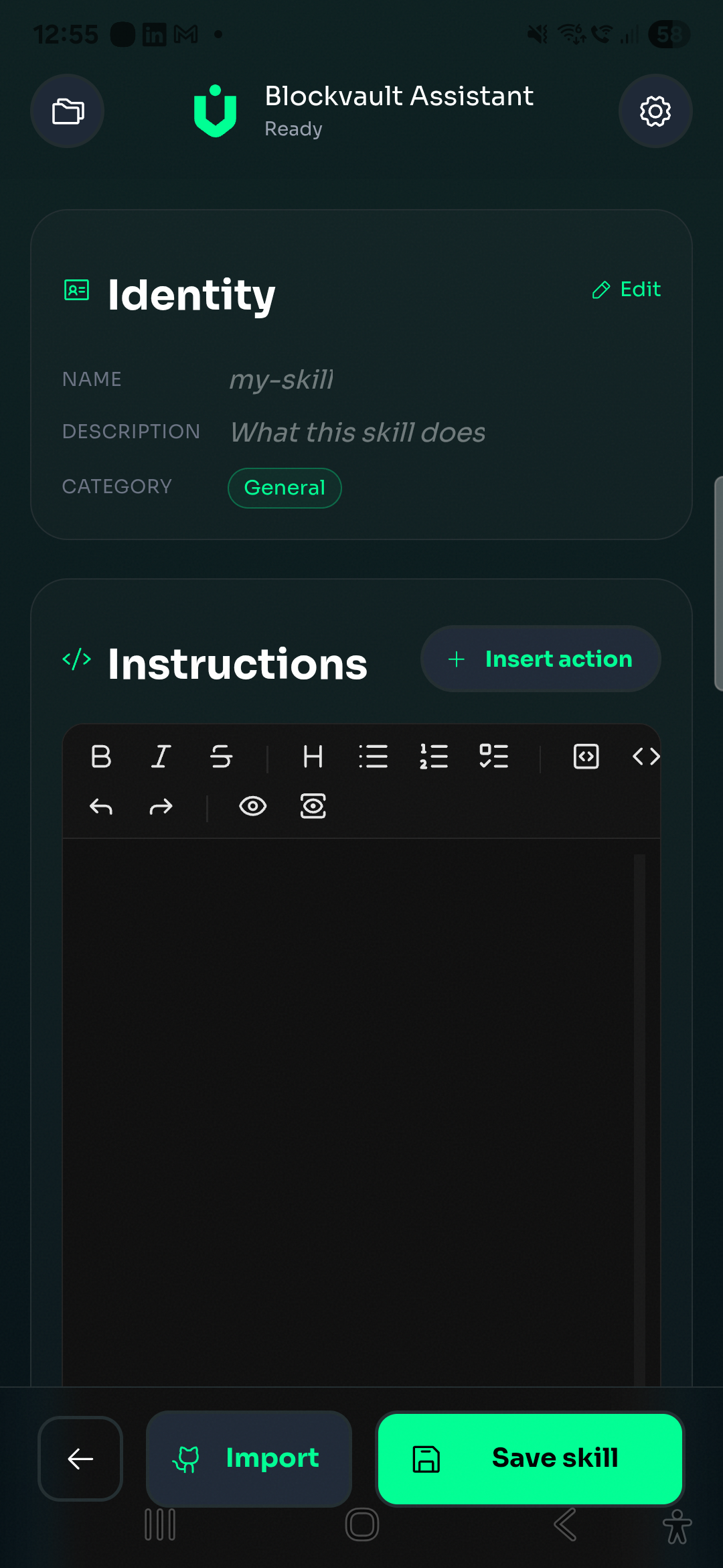 New skill editor